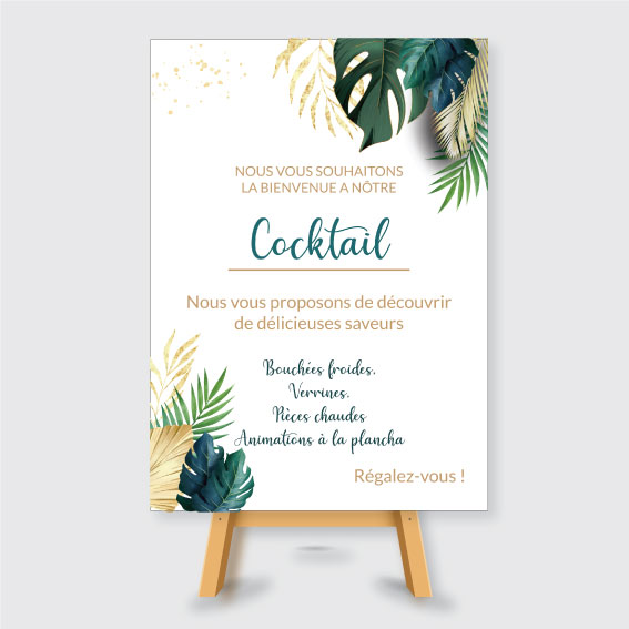 Panneau annonce cocktail menu pour décoration mariage bapteme